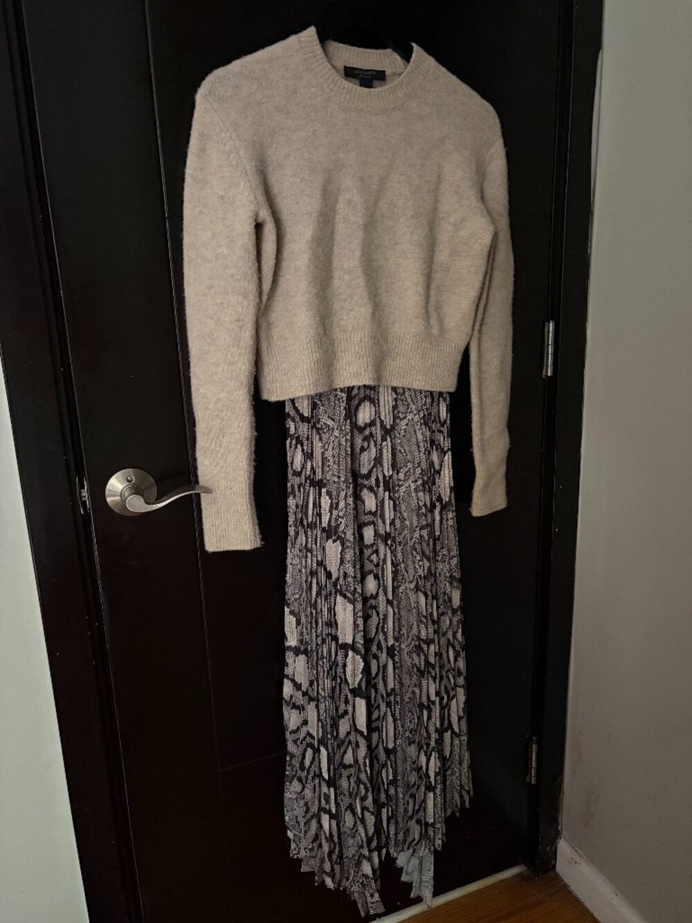 AllSaints AllSaints Donatella 2-In-1 Snake Print Midi Dress